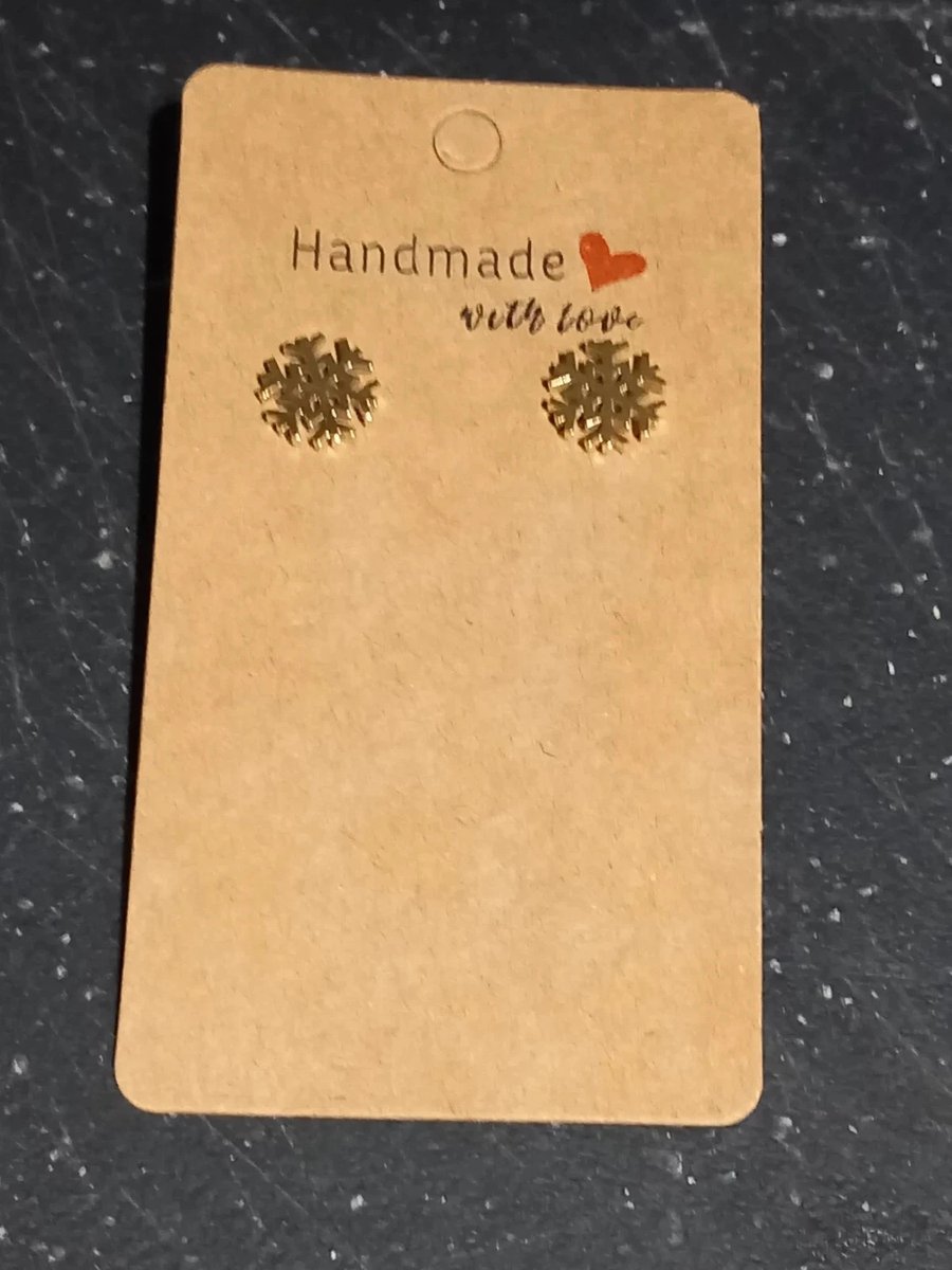 Snowflake Gold Snowflake Christmas stud earrings OOAK 1