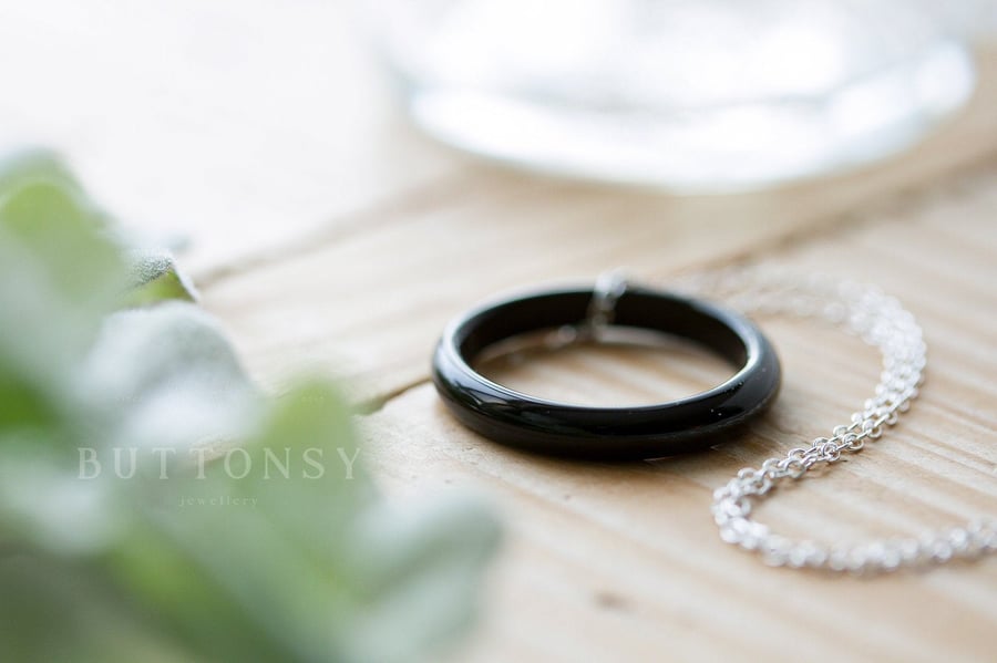 Minimalist Necklace Black Gift for Her Ring Necklace Summer Necklace Boho Neckla