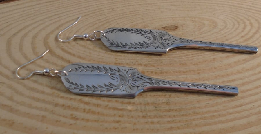 Upcycled Silver Plated Bird Sugar Tong Handle Earrings SPE032008