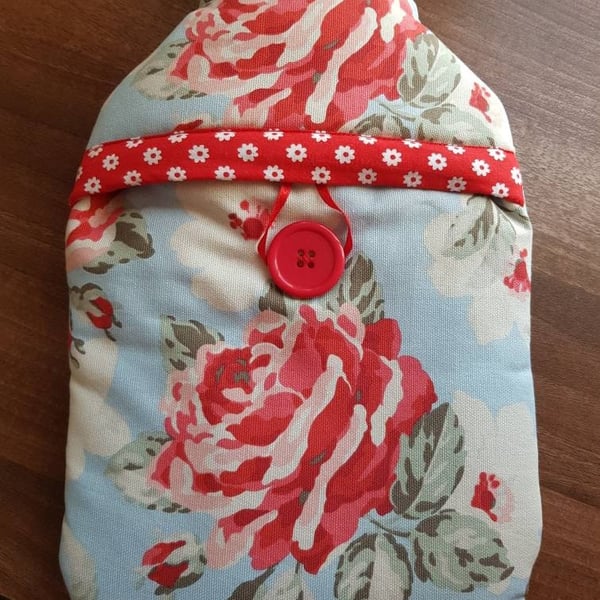 Cath Kidston Rose fabric hot water bottle cover (with bottle)