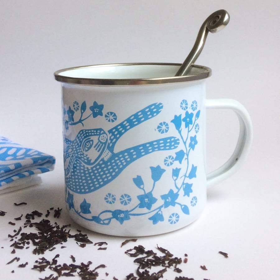 Hares & Harebells Enamel Mug (Camping, Gardening, Festivals...)