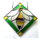 Bee Framed Stained Glass Suncatcher Tile 004