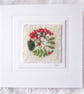 HAND EMBROIDERED CHRISTMAS CARD WINTER FOLIAGE - Image 1