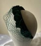Eimile - Deep Emerald Green Velvet  Fascinator with Birdcage Veiling - Image 4