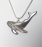 Handmade Whale Necklace recycled pewter; Humpback Whale Sculpute Silver Snake Ch - Image 2