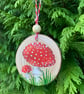 Mushroom Hand Painted Wood Slice Decoration, Fly Agaric Mushroom - Image 3