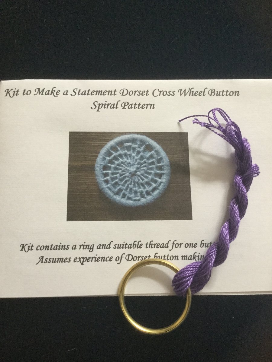 Kit to Make a Statement Dorset Button, Spiral Design, Purple