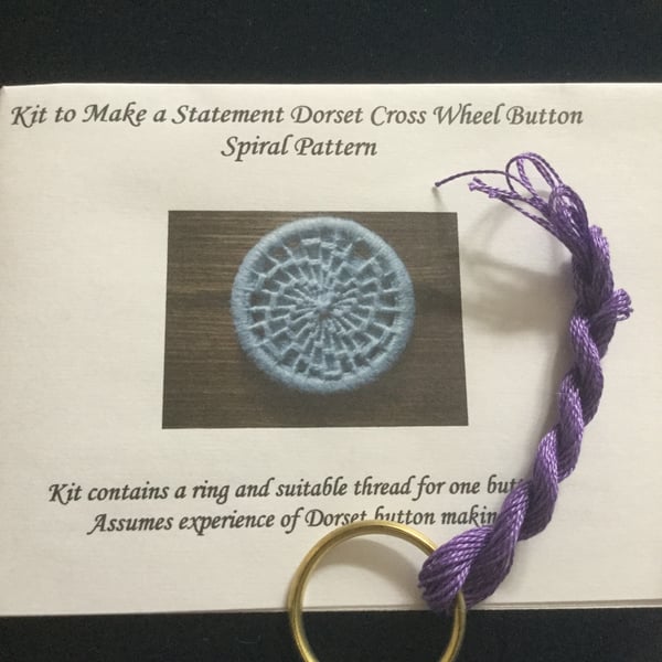 Kit to Make a Statement Dorset Button, Spiral Design, Purple