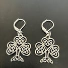 silver plated leverback earrings with celtic knot tree of life silver charm