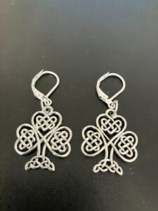 silver plated leverback earrings with celtic knot tree of life silver charm