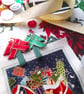 Slow stitching kit - Christmas theme. Fabric remnants, fabric bundle - Image 7