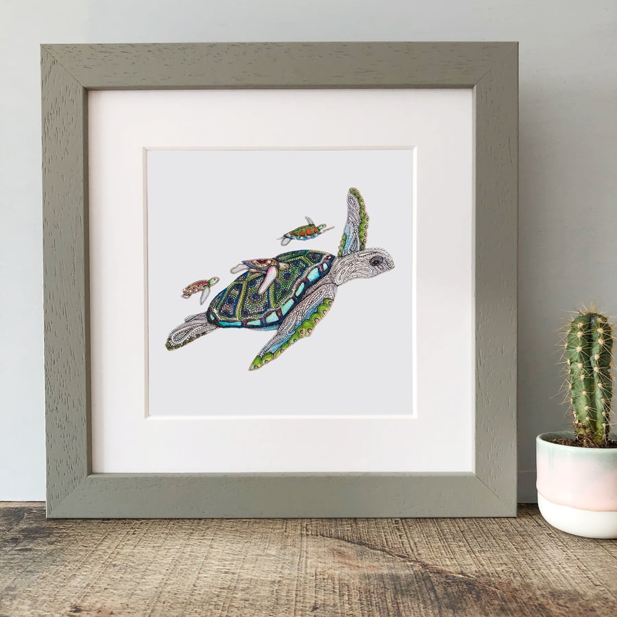 'Turtle Family' Framed Print