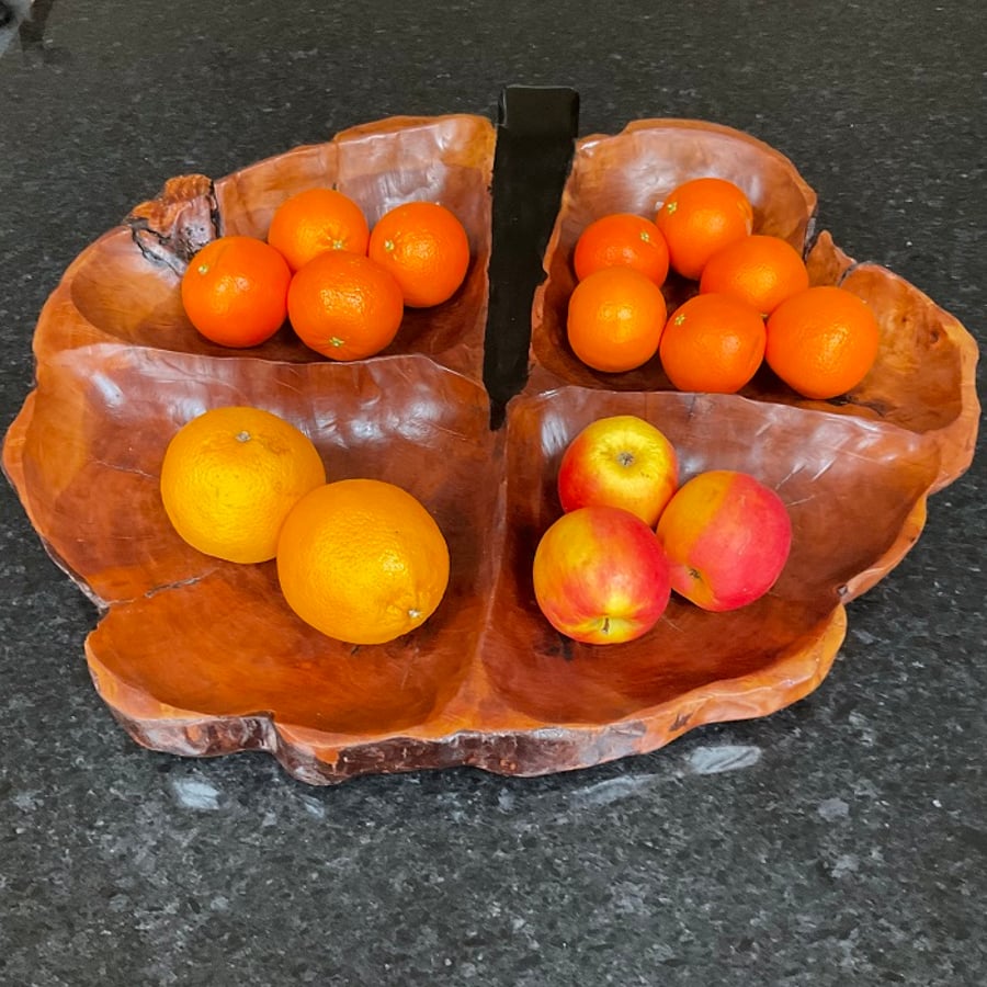 Pear Wood Clover Leaf Fruit Bowl