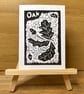 Oak Leaf Lino Print Greeting Card - Image 1