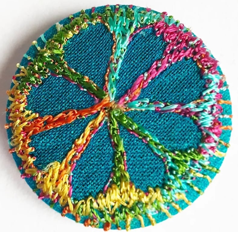 Buttons 1 inch button Hand Dyed Silks and Cottons Free Machine Embroidery Button