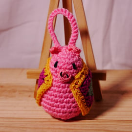 Christmas decoration crochet pig in blanket 