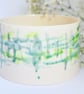 Handmade ceramic pot, wheel thrown; green, turquoise glazes made in Norfolk