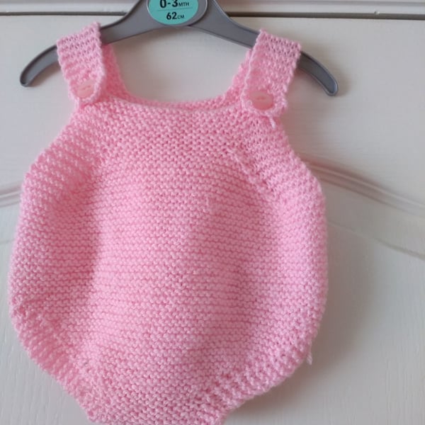 Hand Knitted 0-3 months Romper Suit - Pink