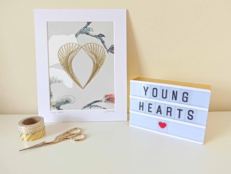 SALE Embroidery Heart Wall Art, Home Decor, Wedding Gift, Textile Art