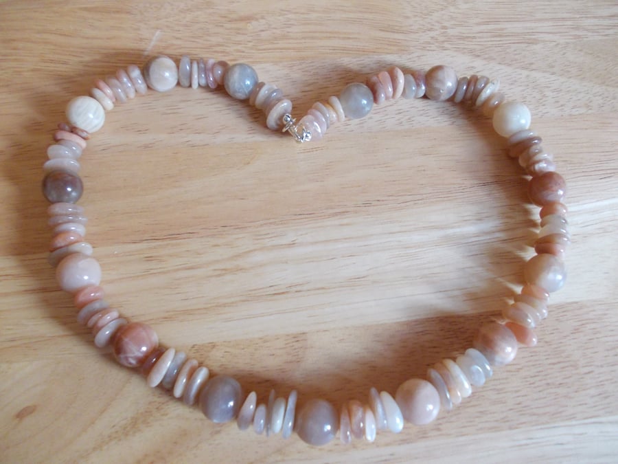 Sunstone and Peach moonstone necklace