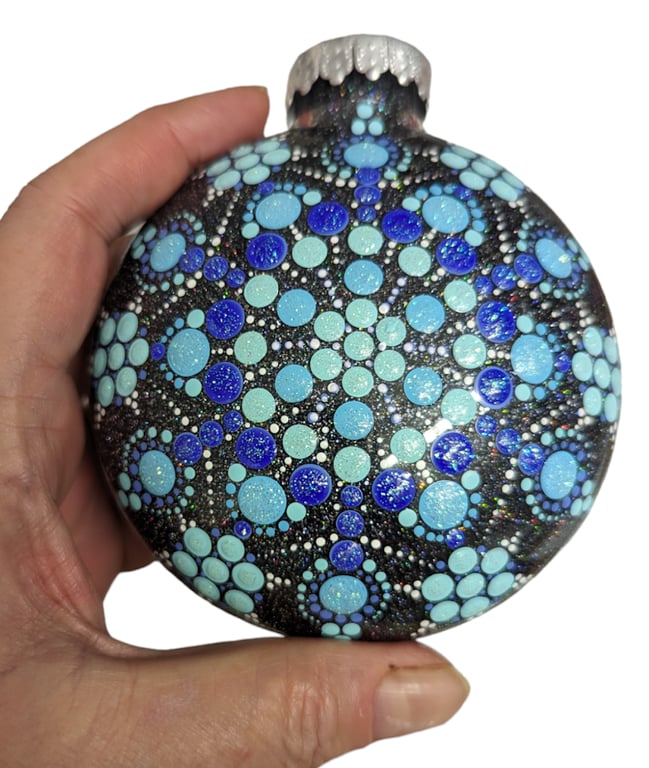 Hand painted dot mandala Christmas ornament