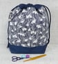 Project bag, drawstring bag, snowdrops, Liberty fabric - Image 8