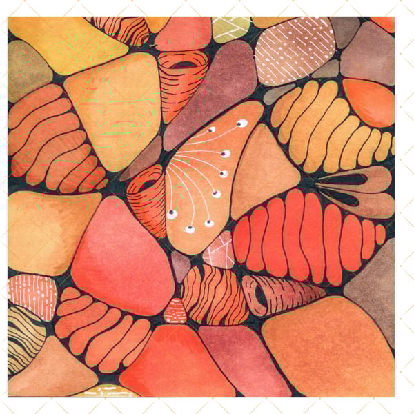 Abstract Art Print - Neurographic doodle 8 x 8 inch 