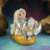 Tiny Winged Angel Gnome 'Friel' with crystal scrying prism OOAK Sculpt