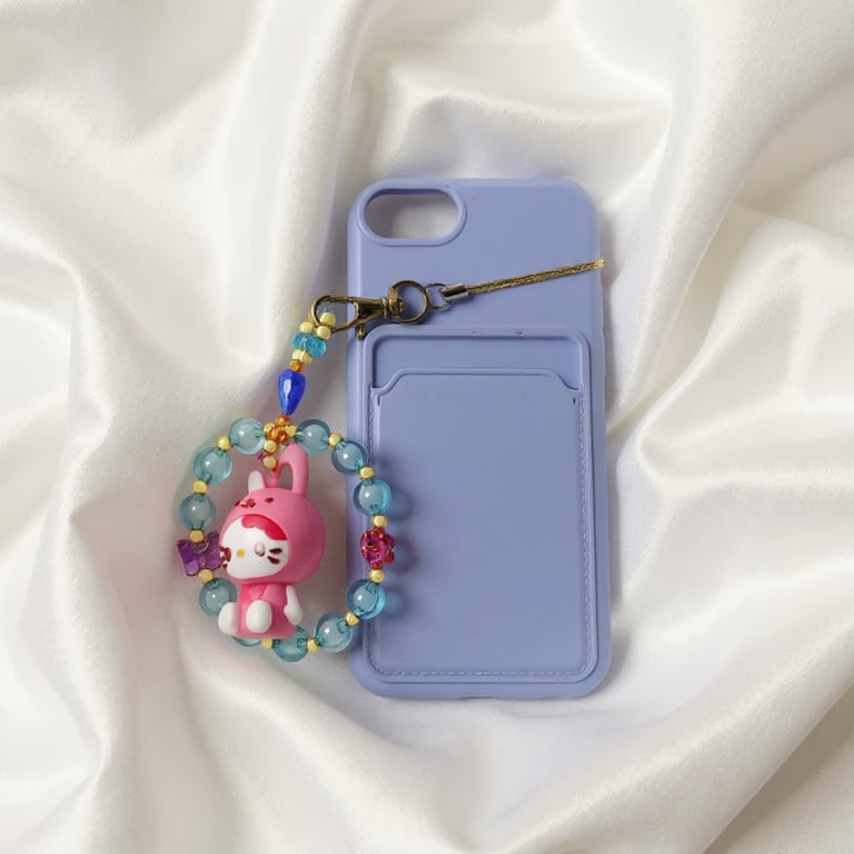 Handmade My Melody Phone Charm and Bag Charm with soft pastel beads