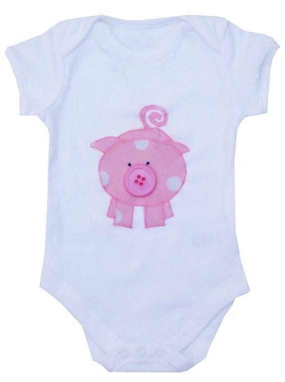 Baby Girls Pig Babygrow, Pig Bodysuit, Baby Girl Gift