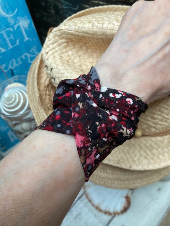 Wide cuff wrist cover up, tattoo covering fabric bracelet 