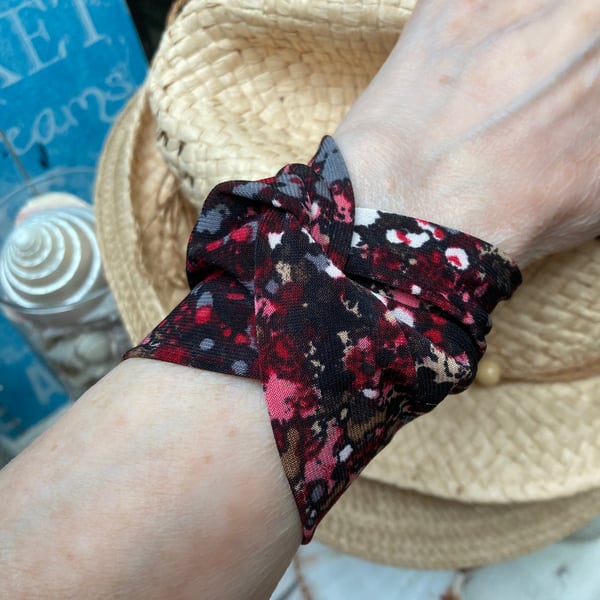 Wide cuff wrist cover up, tattoo covering fabric bracelet 