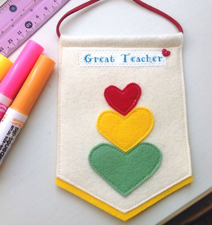 Great Teacher Handmade Thank You Pennant 