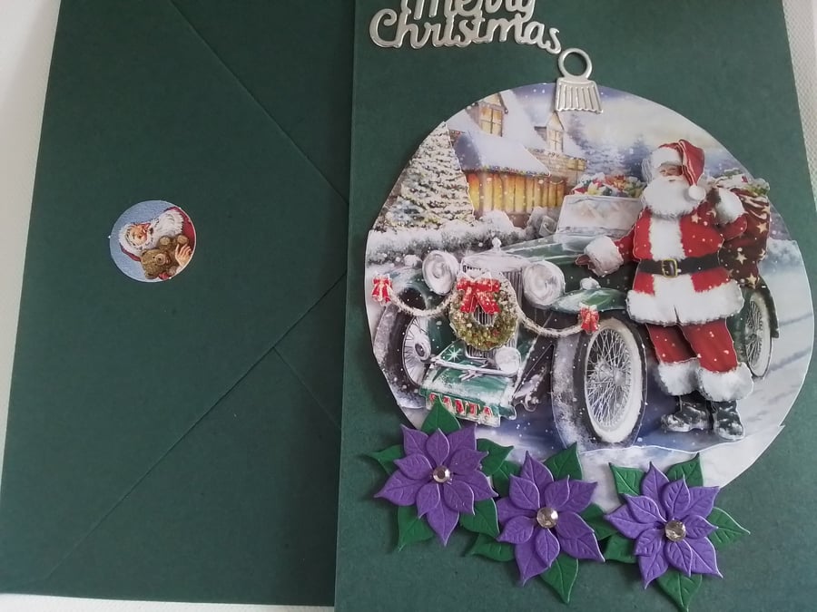 Christmas card,. Handmade Christmas card. Santa. Father christmas. Ref 475