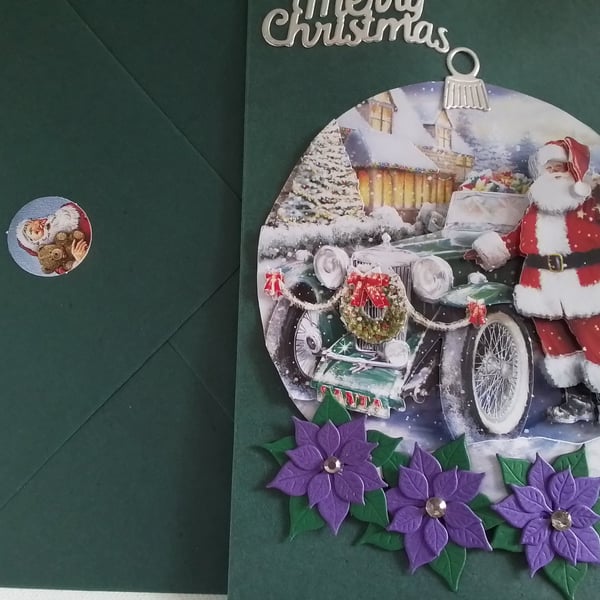 Christmas card,. Handmade Christmas card. Santa. Father christmas. Ref 475