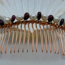 Ruby and Pearl Gemstone Hair Comb