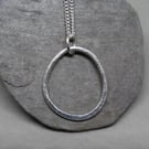 Silver pebble hoop pendant - recycled sterling silver