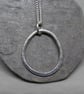 Silver pebble hoop pendant - recycled sterling silver