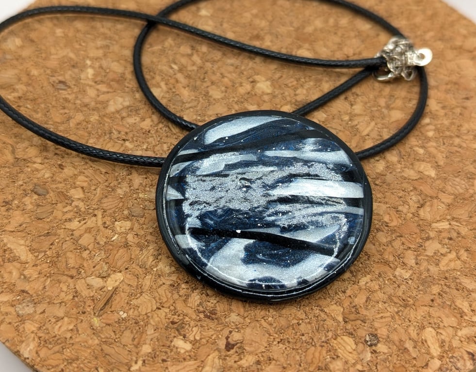 Midnight sky blue and white pendant 