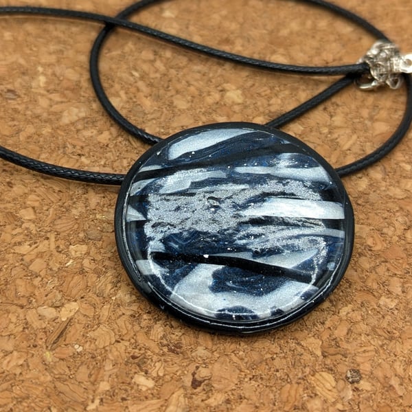 Midnight sky blue and white pendant 