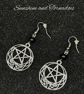 Obsidian and Silver Plated Pentagram Earrings - Handmade - Drop Earrings - Image 6