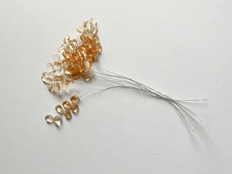 FS21S (mixed gold) 10 Stems Handmade Crystal Bead Leaf Sprays