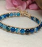 Blue agate and tan leather with Om button fastener  - Image 9