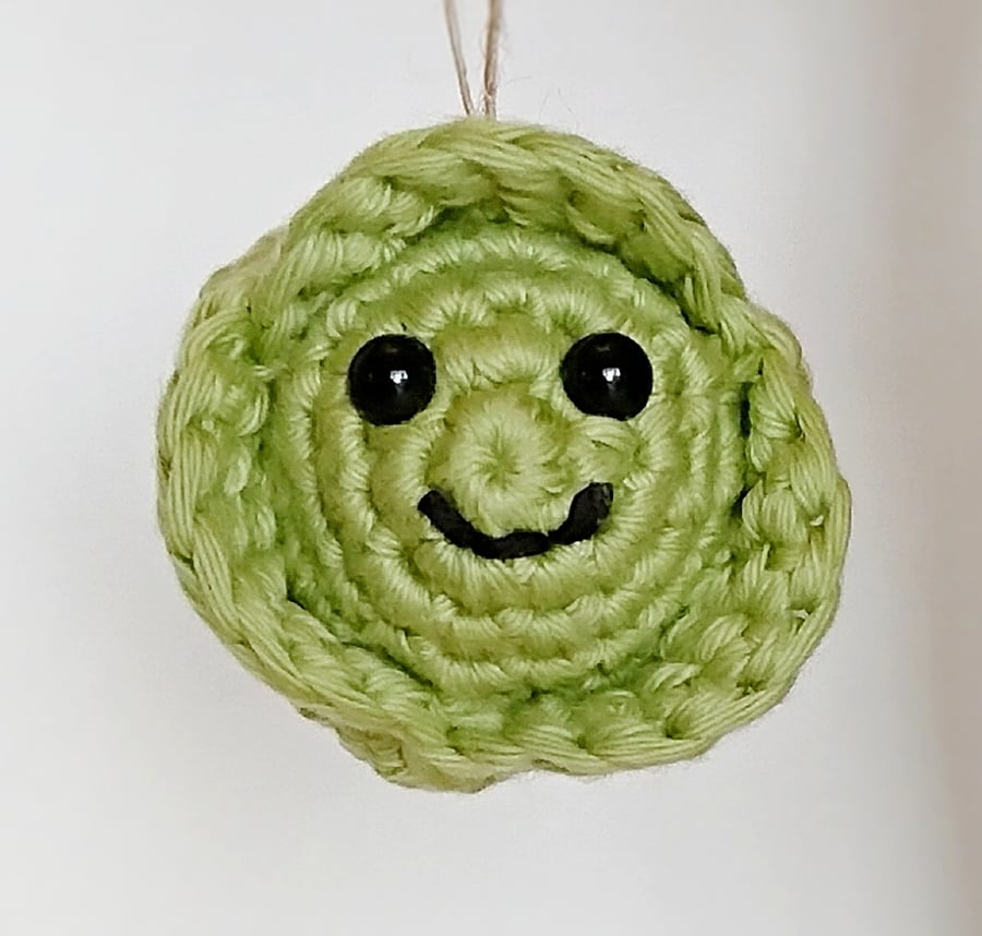 Crochet Sprout Hanging Decoration, Brussel Sprout, Amigurumi Sprout