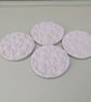 Set of 4 Warm Clay Embossed Clay Coasters – Handmade Drink Mats – Modern Table D