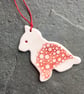 Scandi Cat hygge Christmas decoration, red white, The Porcelain Menagerie - Image 2