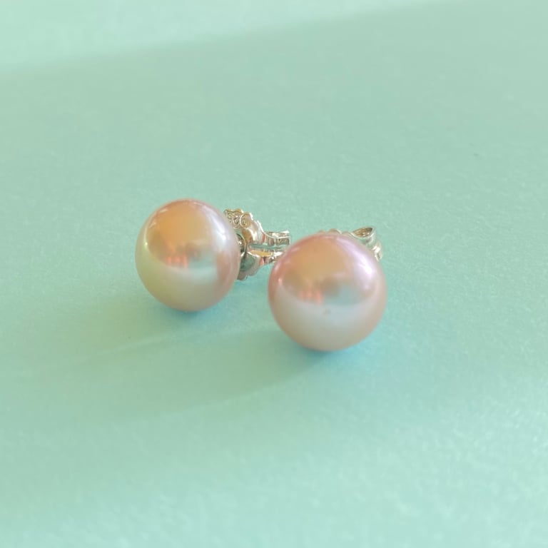 10mm Button Freshwater Pearl Sterling Silver Stud Earrings