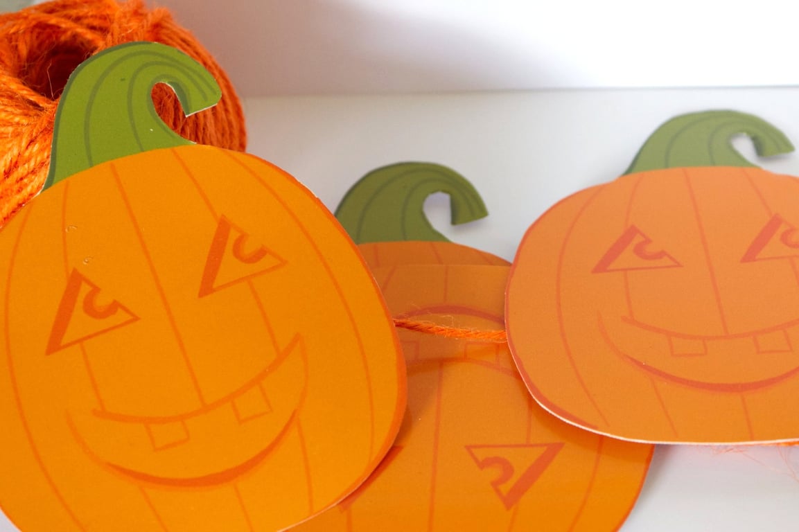 Cheeky pumpkins , orange, Handmade  Halloween bunting, 1.7M approx