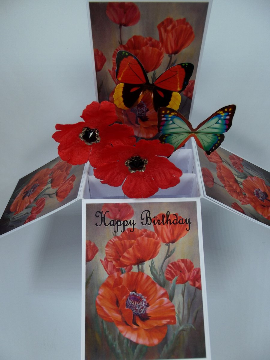 Ladies Birthday Card with Poppies