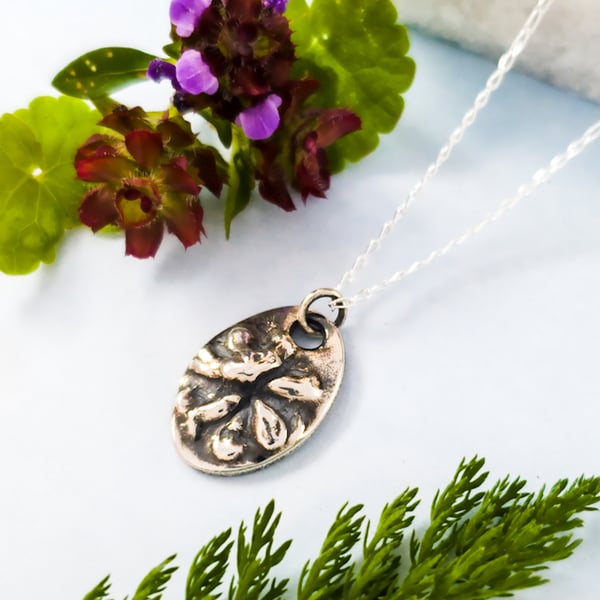 Heal-All Wildflower Pendant Necklace in Recycled Fine and Sterling Silver